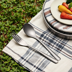 Thân thiện với môi cổ điển Trọng lượng nhẹ chống vi khuẩn titan thiết lập dao kéo biểu tượng tùy chỉnh tinh khiết muỗng nĩa đũa cắm trại ngoài trời - Product Image 3