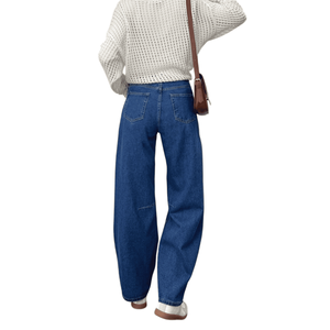 En stock Pantalon ballon grande taille de haute qualité Jeans pour femme à jambes larges et baggy à jambes larges - Product Image 6