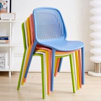 Chaise d'appoint moderne en plastique perforé sans accoudoirs, dossier ajouré, pour salle à manger, maison, cuisine, café, bureau