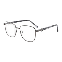 Monture de lunettes optiques carrées en métal argenté de luxe avec logo personnalisé, pour femmes, en acétate, design tendance