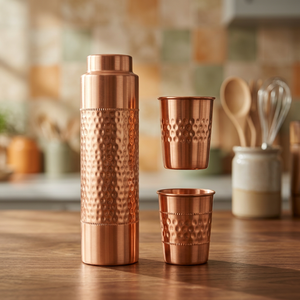 Ensemble de bouteilles d'eau en verre et cuivre au design personnalisable, infuseur à thé, écologique, compatible lave-vaisselle, anti-corrosion, poignée ergonomique, boîte cadeau - Product Image 3