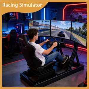 Simulatore di Guida GT Racing con Triplo Schermo, Telaio in Alluminio Estruso e Sedile Reclinabile per un'Esperienza di Guida Autentica - Product Image 1