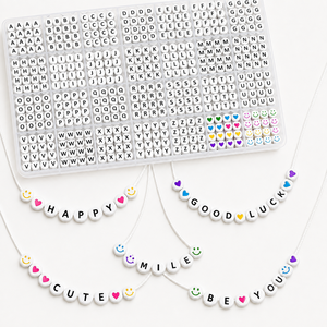Juego de 1300 Cuentas Acrílicas con <span class=keywords><strong>Letras</strong></span> del Alfabeto A-Z, Cuentas Redondas Planas con Números y Caras Sonrientes en Caja para Hacer Pulseras y Joyería DIY - Product Image 5
