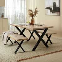 Table à manger rectangulaire carrée en bois massif de qualité supérieure, style moderne minimaliste, structure en métal multifonctionnelle, 8 places, meubles pour la maison