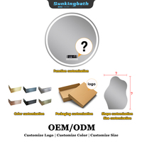 Round Frameless Bathroom Mirror with LED Light Anti-Fog Backlit Wall Mounted Circle Illuminated Mirror 3 Color Temperature Touch