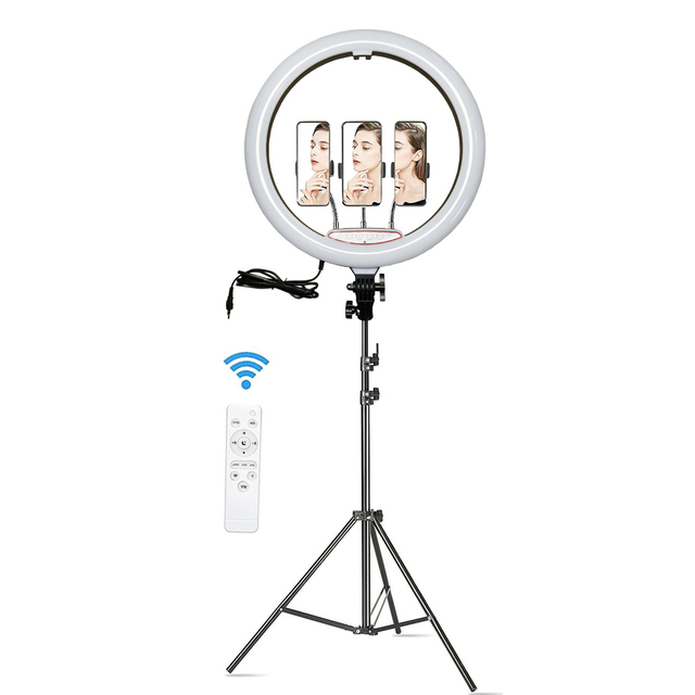 High Quality Professional Photography Ring Light 18 Inch LED Ring Lights 50W Dimmable With Tripod Stand Storage Bag Right Light