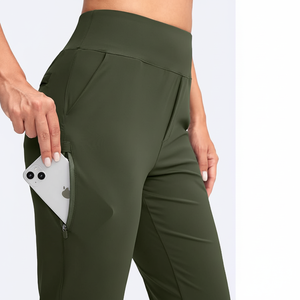 Pantalones de Golf con corte de bota al tobillo elásticos 7/8 para mujer, ligeros, de secado rápido, rendimiento deportivo, informales, 5 bolsillos, cintura media, Parte delantera plana - Product Image 1