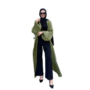 2024 Abaya mode moyen-orient femmes <span class=keywords><strong>cardigan</strong></span> musulman paillettes satin manches bouffantes <span class=keywords><strong>cardigan</strong></span> en gros - Product Image 1