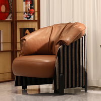 Fauteuil de détente moderne avec structure en bois massif, fauteuil d'appoint rembourré pour salon et hôtel