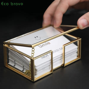 משרד קישוט שולחן עבודה כרטיס ביקור בעל כרטיס ביקור בעל שולחן עבודה מתכת פליז אישיות זכוכית מתכת מתנות - Product Image 3