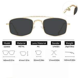 Sunray Metal Trim Dual Bar Bridge Square Metal Rim <b>Sunglasses</b> Clean Cut Sleek Polished Fashion Look New Release - Product Image 4