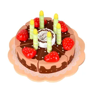 Cmc Educatief Pretend Snijden Houten Cake Speelgoed Verjaardagstaart Speelgoed Fruit Crème Keuken Taart Speelgoed