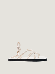Sandalias de Playa de Verano al por Mayor, Hechas a Mano con Cuero Vacuno Genuino, Correa Tejida con Nudos, Suela Delgada, Unisex, Color Crema - Product Image 3