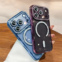 Étui de téléphone de luxe souple à chargement magnétique sans fil pour iPhone 18 Pro 17 Air 16 15 14 13 12 11 Pro Max Plus, coque scintillante avec diamants