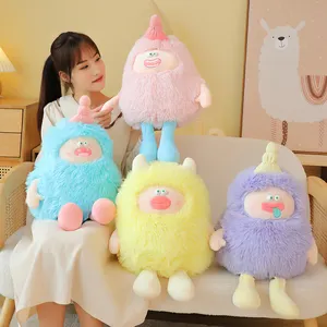 Nouveau Long monstre poilu en peluche coloré mignon monstre jeter oreiller Kawaii jouets en peluche coloré moelleux en peluche jouets en peluche