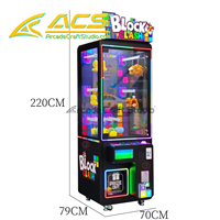 Máquina de Premios Operada con Monedas ACS Block Clash Brick Stacker, Juego LUCK con Pantalla LED, Canje de Juguetes de Peluche, Arcade, 1 Año de Garantía en Inglés