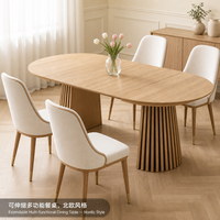 Table extensible haut de gamme en bois naturel avec base robuste, ensemble de salle à manger pour restaurant et maison