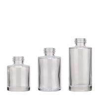 Bouteille d'huile à bouchon argenté en verre dépoli de 30ml pour crème de sérum de soin de la peau gouttes pour les yeux avec joint à bouchon à vis