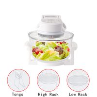 Friteuse à air numérique grande capacité avec four halogène domestique 1200W, pot en verre, four turbo, grille-pain, fenêtre d'observation
