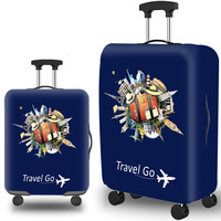 Housse de valise de protection personnalisée de haute qualité en gros, motif géométrique, housse de valise élastique avec fermeture éclair de protection