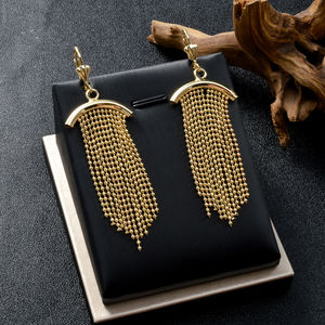 Fashion Jewelry 14K Gold Plated Classic Engagement Tassels Earring Necklace Bracelet Wedding Bride <b>Sets</b> <b>for</b> <b>Women</b> - Product Image 3