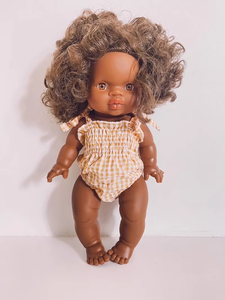 Vêtements pour poupées <span class=keywords><strong>Miniland</strong></span> de 13 pouces, barboteuse smockée à carreaux vichy, body à bretelles - Product Image 3