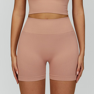Shorts de sport athlétiques <span class=keywords><strong>pour</strong></span> femmes sans couture avec logo personnalisé, fessier galbé, entraînement, course à pied, taille haute, collants de sport, shorts de gym - Product Image 3