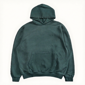 Green Embroidered Fleece Hoodies for Men Breathable Eco-Friendly Custom Streetwear OEM/ODM Service Best Supplier - Product Image 1