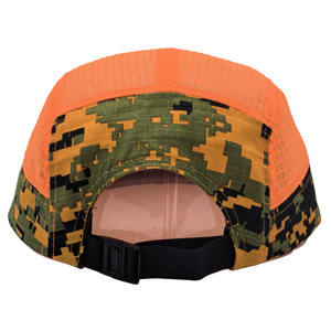 Gorra de béisbol trucker personalizada de malla naranja <span class=keywords><strong>Blaze</strong></span> con visera plana sin estructura para hombre, de secado rápido, camuflaje naranja, para campamento, deporte y running. - Product Image 4