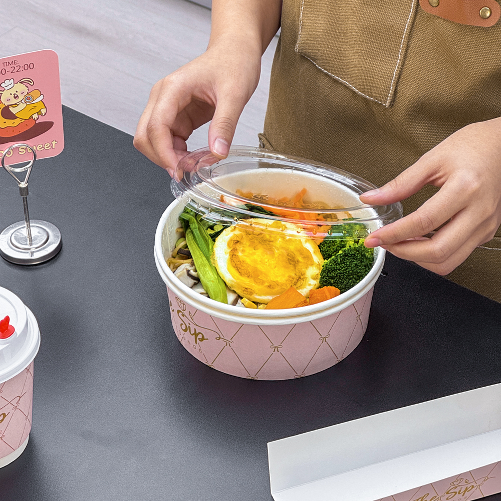 Custom Takeaway Disposable Eco-Friendly Recyclable Kraft Paper Plates Bowls-Food Grade Biodegradable Commercial Fastfood Bowl