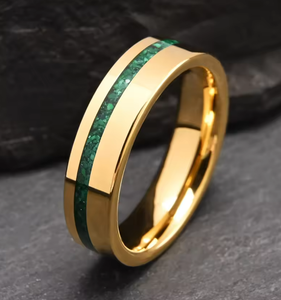 Lezen Om Te Verzenden Niet-Aantast 6Mm Wolfraam <span class=keywords><strong>Ring</strong></span> Voor Vrouwen 18K Geel Verguld <span class=keywords><strong>Ring</strong></span> Inlay Natuurlijke Pauw Steen Meisjes <span class=keywords><strong>Ring</strong></span> - Product Image 3