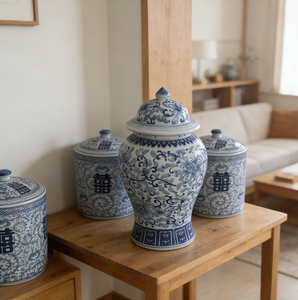 Pot à gingembre en céramique chinoise <span class=keywords><strong>traditionnel</strong></span> bleu et blanc, au motif floral intemporel qui ne se démode jamais - Product Image 5