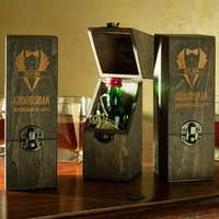 Boîte à vin en bois rustique vintage marron, porte-bouteille unique avec fermoir et sangles, pour mariage, anniversaire, rangement