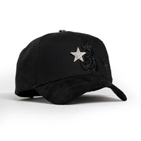 Topi Baseball Gorras Personalisasi Sombrero Barbas 5-Panel Suede dengan Pola Bintang Rhinestone & Huruf Timbul