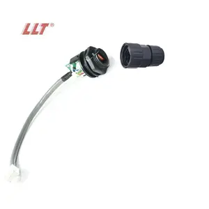 LLT M19 Rj45 IP68 Front Panel Mounted Male Female Waterproof RJ45 Connector with Ethernet Cable