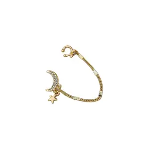 AA016173 Fashion Long Tassel Ear Cuff Jewelry For Women Simple Moon Star Clip Earring