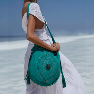 Western Patterned Leather Fashion Vintage <b>Messenger</b> Handbag High Quality Hand Printed Bucket <b>Bag</b> - Product Image 1