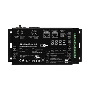 Décodeur <span class=keywords><strong>DMX</strong></span> RDM CV Sunricher 5CH - Fréquence PWM 35KHZ, Protection contre les courts-circuits, 8A/CH, Port RJ45, 5 broches/3 broches pour le cinéma et le film - Product Image 1