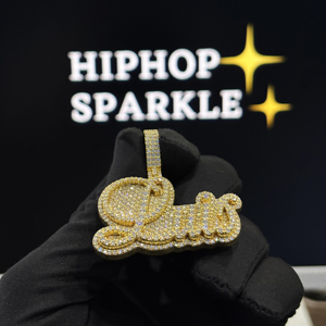 <b>Custom</b> HIPHOP SPARKLE Hiphop 925 Sterling Silver VVS Moissanite <b>Name</b> Pendant 18K Gold Plated Fully Iced Out <b>Necklace</b> Unisex - Product Image 5