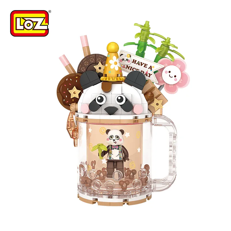 Loz 4201-4206 Simulatie Bouwsteen Speelgoed Panda Bamboe Zwarte Chocolade Drank Bouwstenen Diy Assembleren Bakstenen