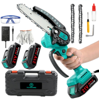 Mini-tronçonneuse sans fil professionnelle, outil portable de qualité industrielle, machine à couper le bois en cuivre pur, tronçonneuse à chaîne