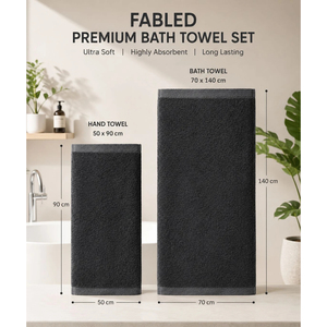 Dark Gray Bath <b>Towels</b> <b>Set</b> Solid Color Rectangle Home Use Machine Wash Woven - Product Image 4