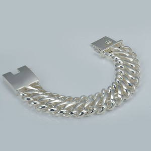 สร้อยข้อมือผู้ชายสไตล์ใหญ่กำไลข้อมือเงินถักแนวบาหลีกำไลเงินแท้925เงินสเตอร์ลิงเครื่องประดับ Christian Punk Link - Product Image 2