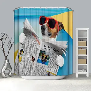 卸売 アルパカ家-卸売既製面白いペットパターン家庭用品エレガントな3Dシャワーカーテン