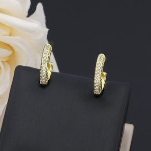 JXX 24K Gold Plated Fashion Jewelry Earring Zircon Custom Dainty Women <b>huggies</b> Hoops Earring <b>Silver</b> Plated - Product Image 6