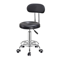 Chaise de bar simple noire pivotante mobile moderne pour salon de coiffure tabouret d'infirmière rond réglable chaise de médecin avec roue