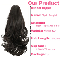 Vente en gros 12 pouces court bouclé pince à griffes postiche synthétique naturel queue de cheval noir pour les femmes usage quotidien extensions ondulées