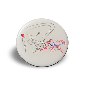 Aimant de réfrigérateur personnalisé rond, souvenir touristique de ski - Product Image 1