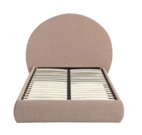 Lit rembourré rose premium pour enfants avec coins arrondis et support en lattes de bois stable