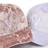 Gorras de Terciopelo de 5 Paneles de Alta Calidad, Gorra de Béisbol de Malla de Terciopelo con Logotipo Personalizado para Mujer